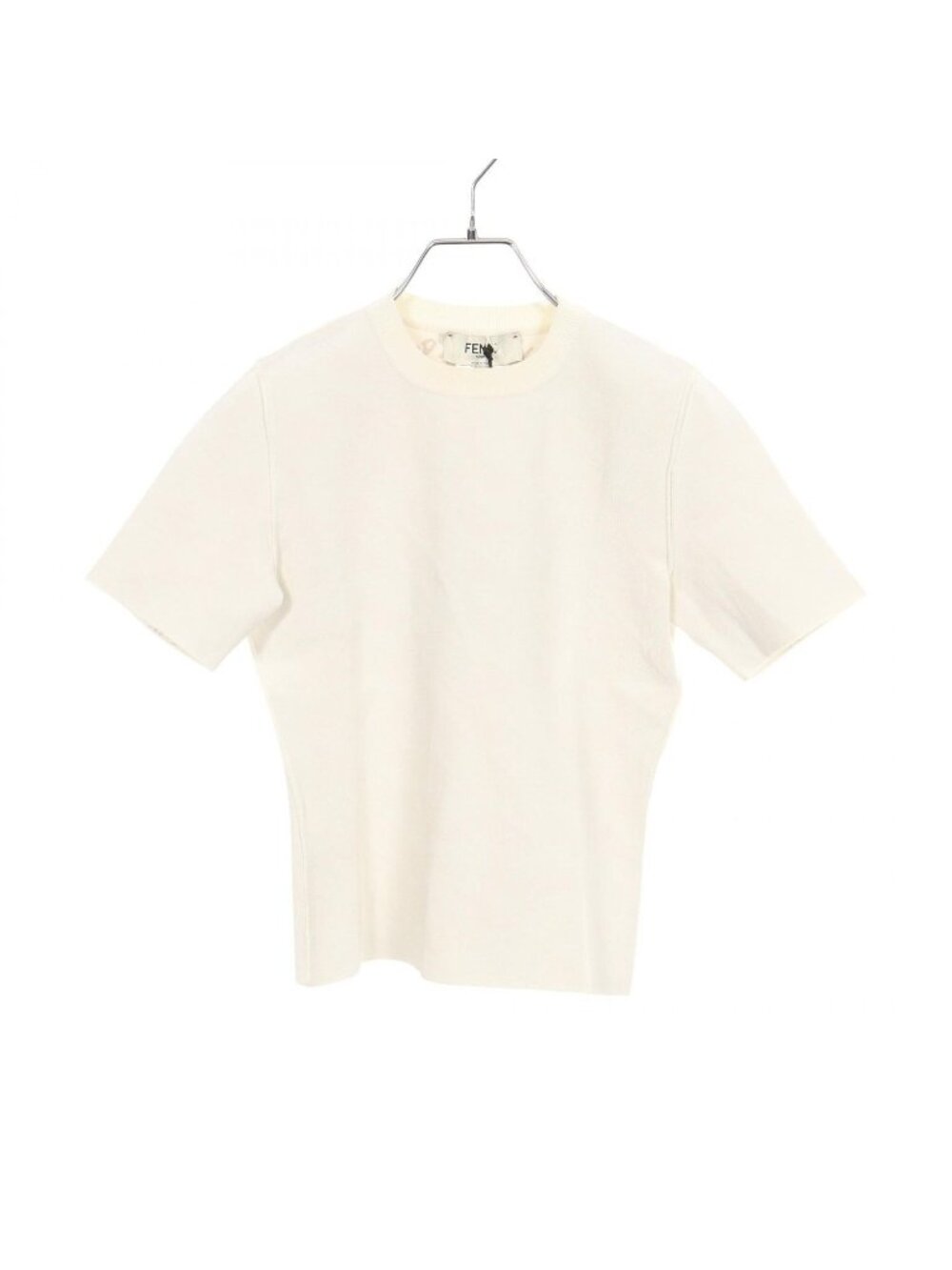 Fendi Knit Logo All Over Print Reversible Short Sleeve Rayon Sweater